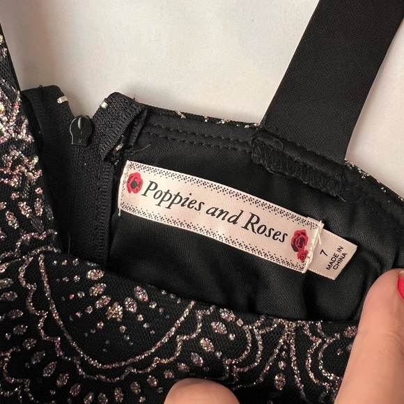 NEW with tags Poppies and Roses sparkly black girls dress size 7‎ from Dillards - Picture 4 of 11